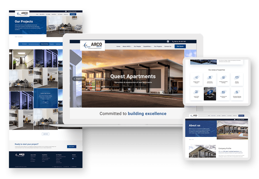 Redruch Design created the website for construction company ARCO to present their services